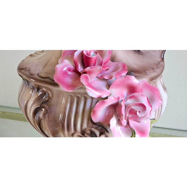 Vintage Italian Capodimonte Porcelain Floral Pitcher Ewer / Vase For Sale - Image 15 of 18