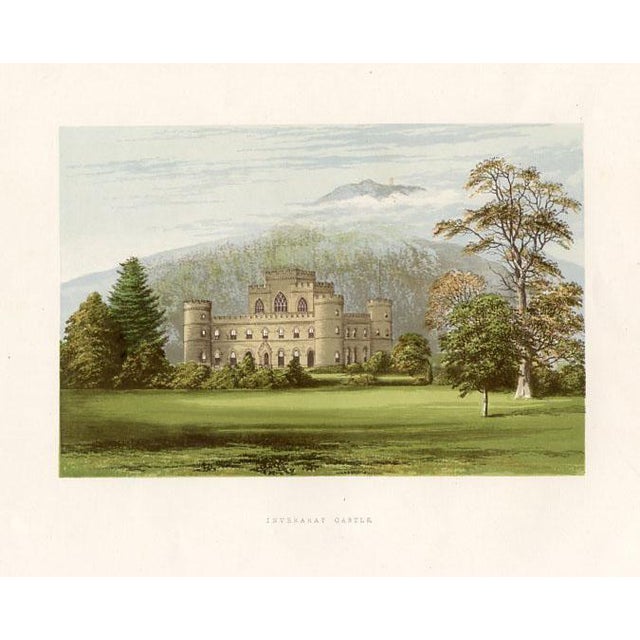 Original late-1800s chromolithograph from a folio of English Castles, Abbeys and Manor Homes. Based on an illustration by...
