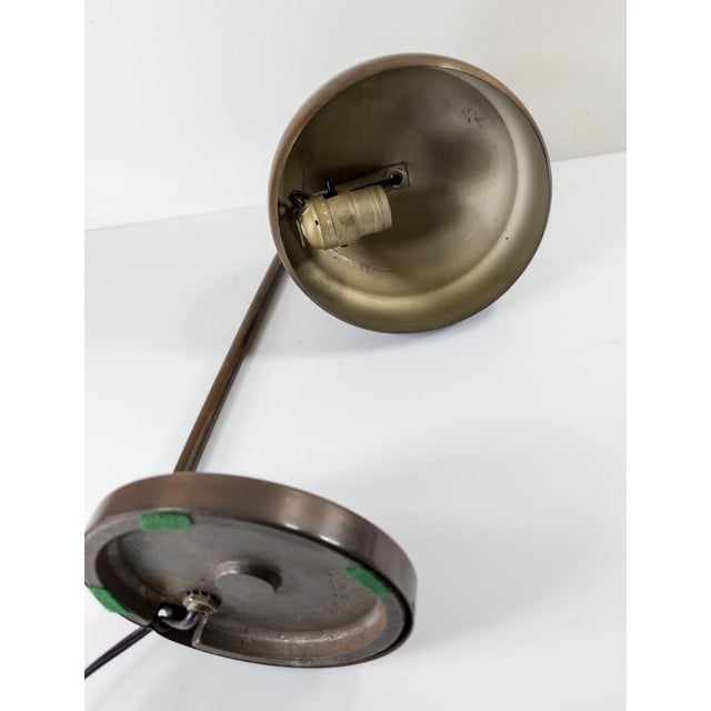 Mid-Century Modern Industrial Copper Colored Brass Table Lamp For Sale - Image 9 of 10
