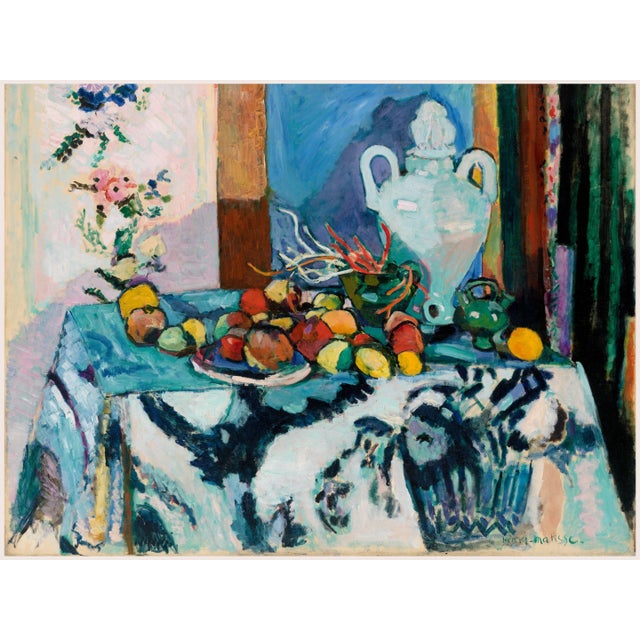 1907 Colorful Blue Fruit Still Life Art Print, Fauvist Kitchen Wall Art by Henri Matisse - 48" X 36" For Sale