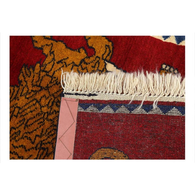 Animal Pictorial Lion Shiraz Hand Knotted Wool Rug For Sale - Image 4 of 4