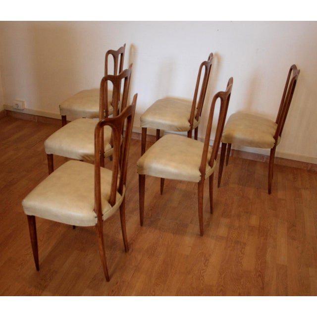 Wood Mid-Century Modern Italian Chairs in White Faux Leather, 1960s, Set of 6 For Sale - Image 7 of 16