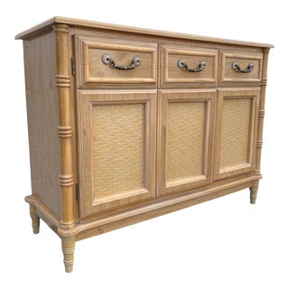Vintage Faux Bamboo Wooden Buffet Server For Sale