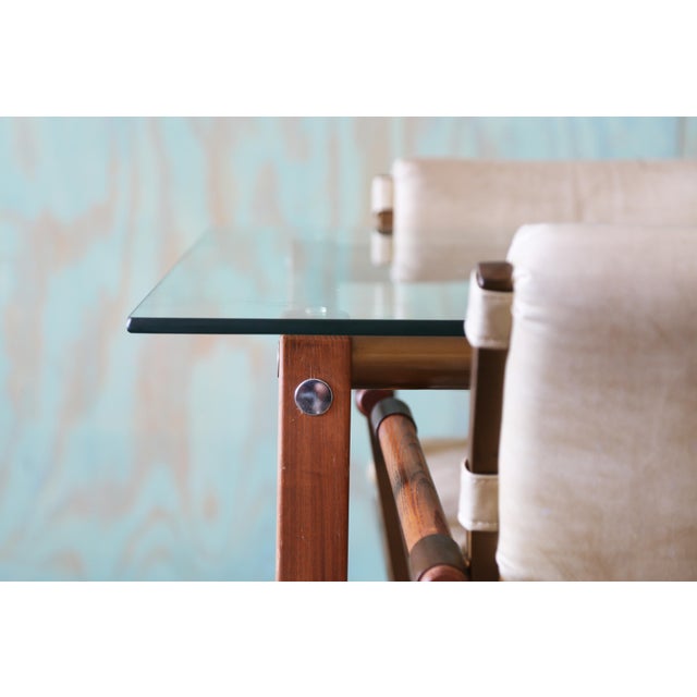 Vintage Dining Set After Cleo Baldon or Cal Style Table With Brass Director Chairs For Sale - Image 6 of 14