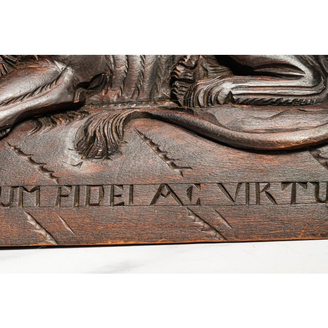 Large 19th Century Antique Lion of Lucerne Grand Tour Wood Sculpture Statue Hand Carved Swiss European Art Switzerland Home Decor For Sale - Image 10 of 17