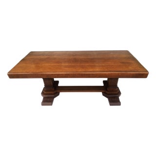 Large Oak Table Wood with Carved Legs and Acanthus Leaves, 1960s For Sale
