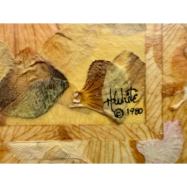 Vintage 1980 Pressed Flower Petal Collage Signed H. White Framed Marquetry Style For Sale In San Francisco - Image 6 of 8
