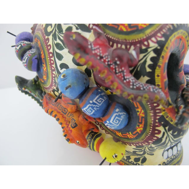 Alfonso Castillo Orta Caterpillars Day of Dead Skull Mexican Folk Art Pottery For Sale - Image 12 of 16