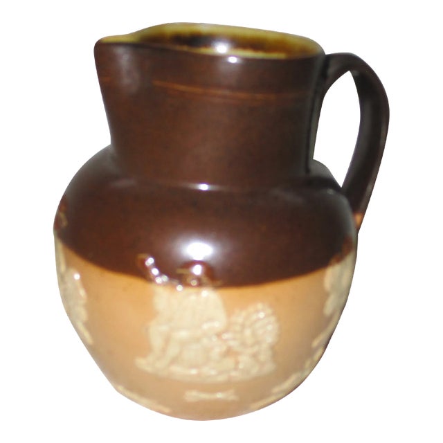 Antique Royal Doulton Lambeth Ware Pitcher Jug Windmill, Tree 1880s For Sale