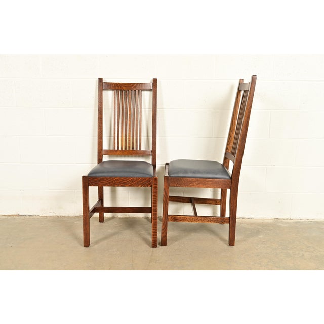 Stickley Mission Oak Arts & Crafts Spindle Back Dining Chairs | Set of Four For Sale - Image 12 of 15