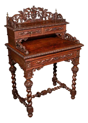 Antique Correspondence Desk, Scottish Oak Writing Table, Gothic Taste, Victorian