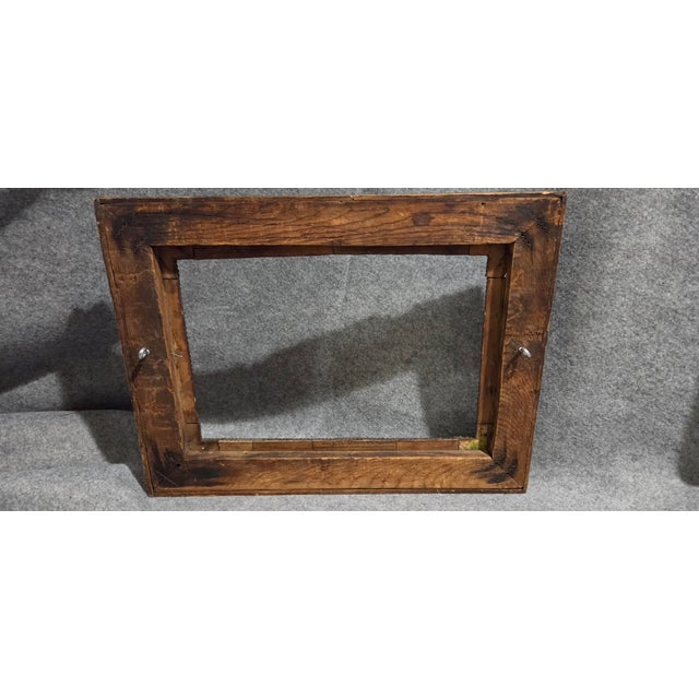 Antique Tramp Art Carved Wood Frame With Layered Geometric Design For Sale - Image 9 of 18