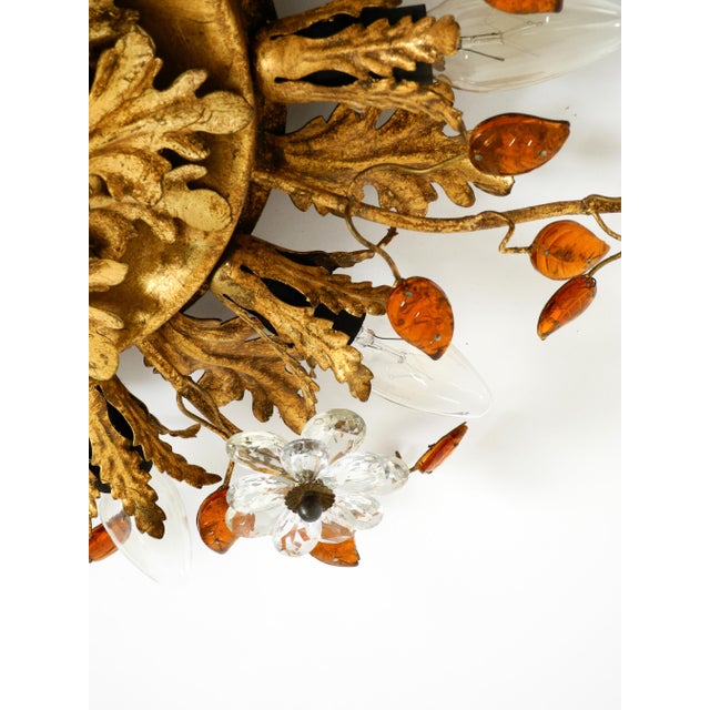 Large Italian Gilt Ceiling Lamp in Glass by Banci Firenze, 1960s For Sale - Image 11 of 18