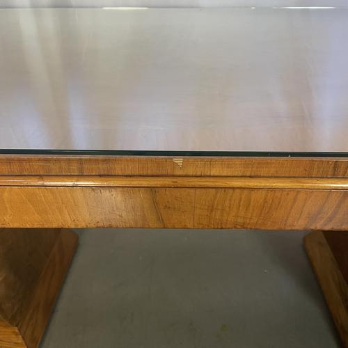 Art Deco Walnut Burr Desk with Glass Top, 1930s For Sale - Image 8 of 10