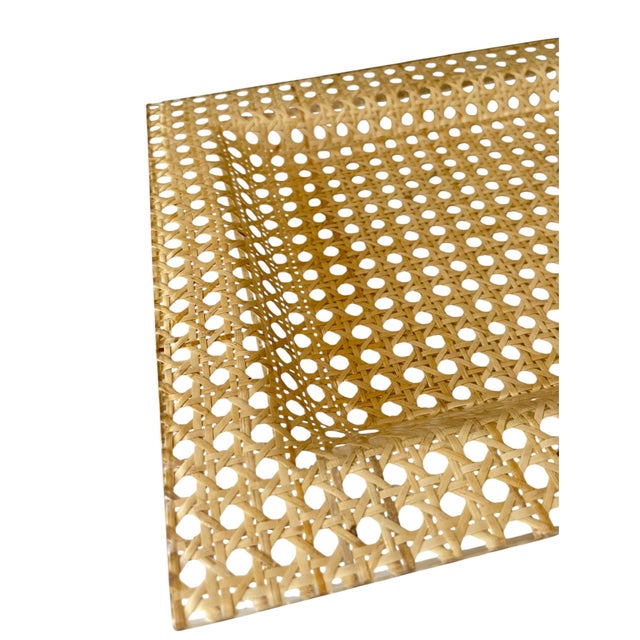 Vintage 1970s French Cannage & Lucite Cocktail Bar Tray Attributed to Dior For Sale - Image 6 of 13