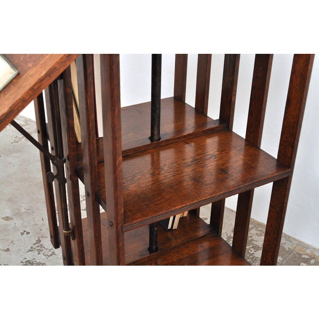 Antique Revolving Bookcase in Oak with Top, 1900s For Sale - Image 10 of 17