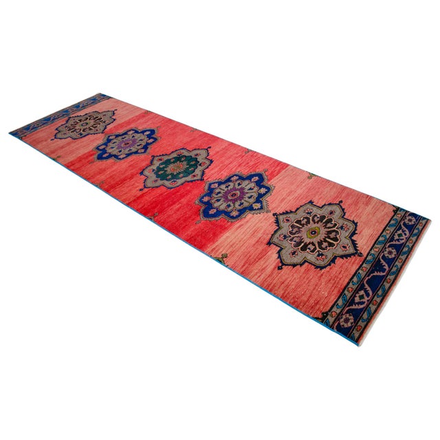 Distressed Oushak Runner Rug Low Pile Faded Colors Majestic Hallway Decor - 3'2″ X 11'1″ For Sale - Image 6 of 15