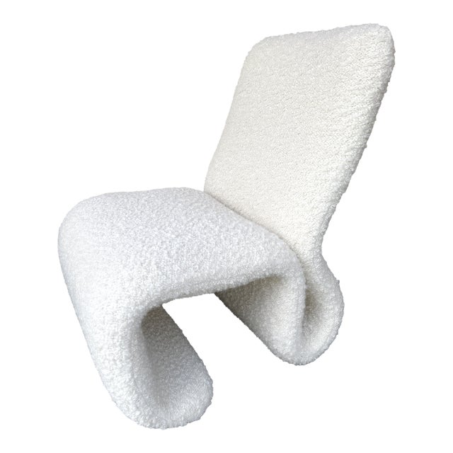 1970s Vintage Bouclé Fabric Slipper Chair | Chairish