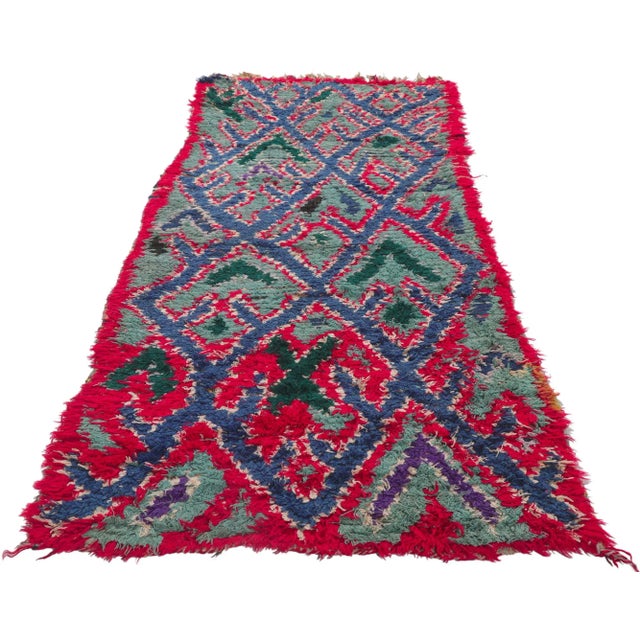 Tribal Vintage Boucherouite Moroccan Rag Rug - 02'05 X 05'06 For Sale - Image 3 of 9