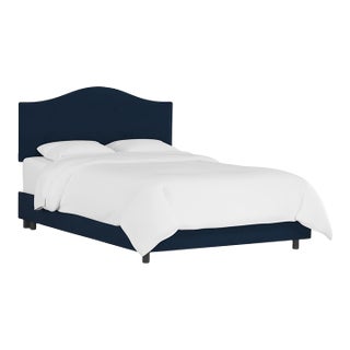 Full Camelback Bed in Velvet Ink For Sale