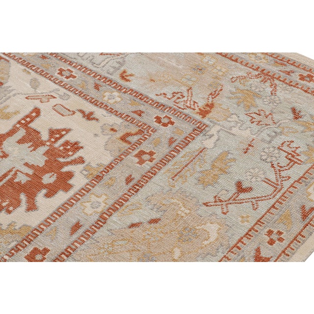 Rug & Kilim’s Oushak Style Rug in Blue, Beige and Red With Floral Pattern For Sale In New York - Image 6 of 7