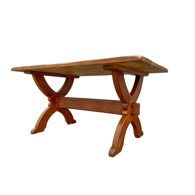 1960s Brutalist X-Base Trestle Dining Table in Oak by Bram Sprij, 1960s For Sale - Image 5 of 9