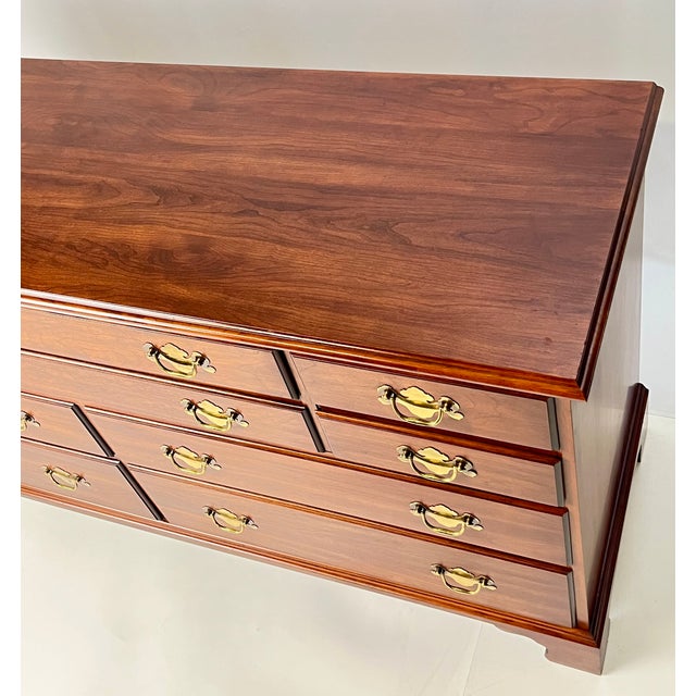 Vintage Henkel Harris Solid Wild Black Cherry Triple Dresser Model 124 For Sale - Image 15 of 17