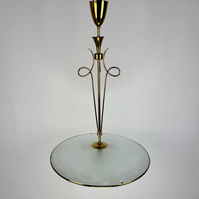 Metal Italian UFO Pendant Light by Pietro Chiesa for Fontana Arte, 1950s For Sale - Image 7 of 8
