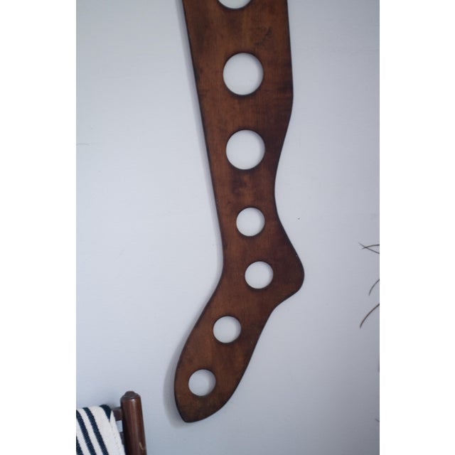1930s Vintage Wooden Sock Stretcher: Rustic Primitive Farmhouse Wall Decor For Sale - Image 5 of 8