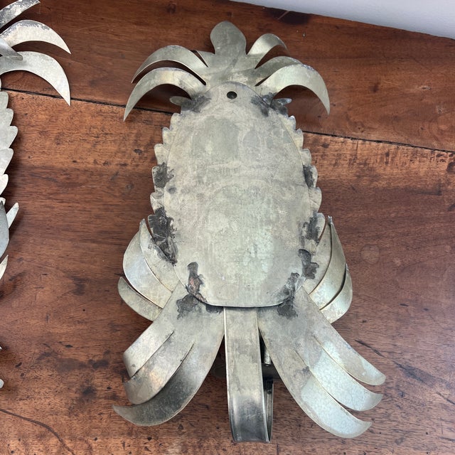 Late 20th Century Vintage Tole Pineapple Candle Sconces For Sale - Image 5 of 6
