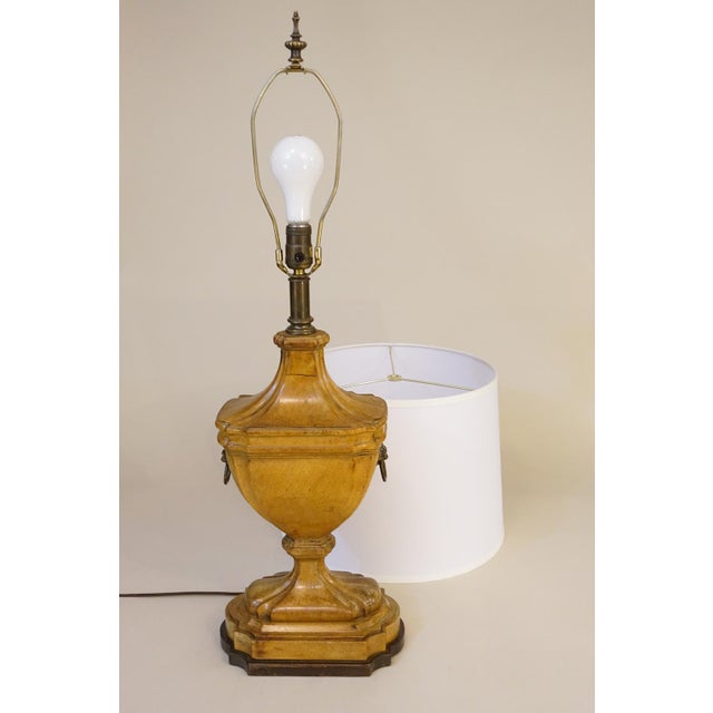 1960s Frederick Cooper Hollywood Regency Neoclassical Modern French Empire Trophy Urn Maple Wood Brass Table Lamp For Sale - Image 13 of 14