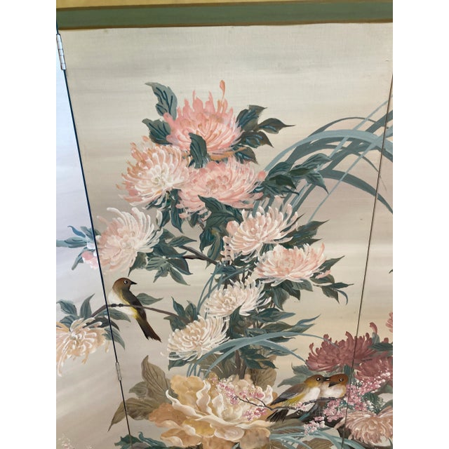 Mid 20th Century Japanese Style Screen Hand Painted by Lucien Leinfelder For Sale In Oklahoma City - Image 6 of 11