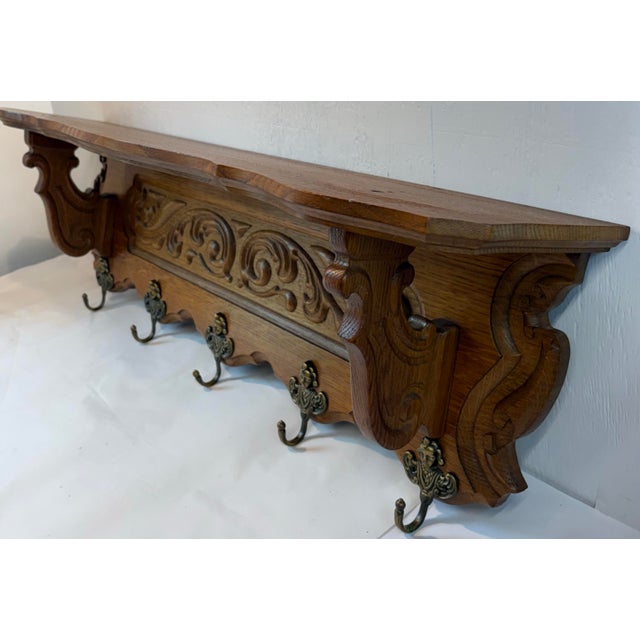 Vintage French Carved Wood Coat Rack For Sale - Image 4 of 7