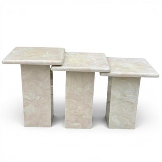 1980s Vintage Tall Marble Nesting Tables For Sale
