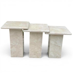 1980s Vintage Tall Marble Nesting Tables