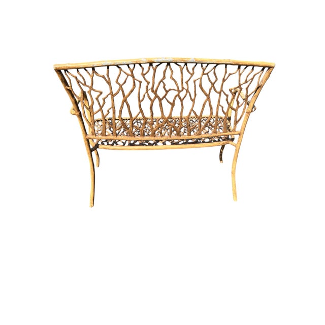 Brown Late 20th-C. Faux Bois Metal Garden Bench or Settee For Sale - Image 8 of 16