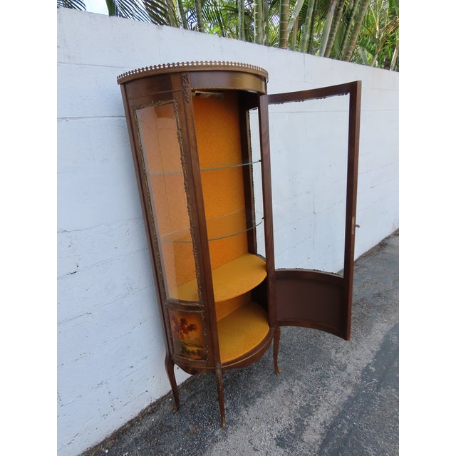 Wood French Hand Painted Vitrine Display Curio Cabinet Cupboard 6344 For Sale - Image 7 of 18