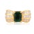 18k Ring with one emerald cut emerald weighing approximately1.50 carats and 66 baguette cut diamonds weighing...