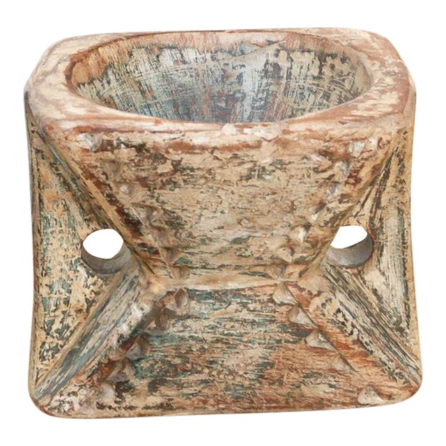 Textured Verdigris Farmhouse Bijani Artifact For Sale