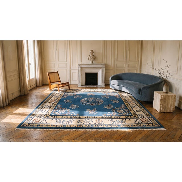 Royal Blue Early 20th Century Chinese Peking Carpet For Sale - Image 8 of 8