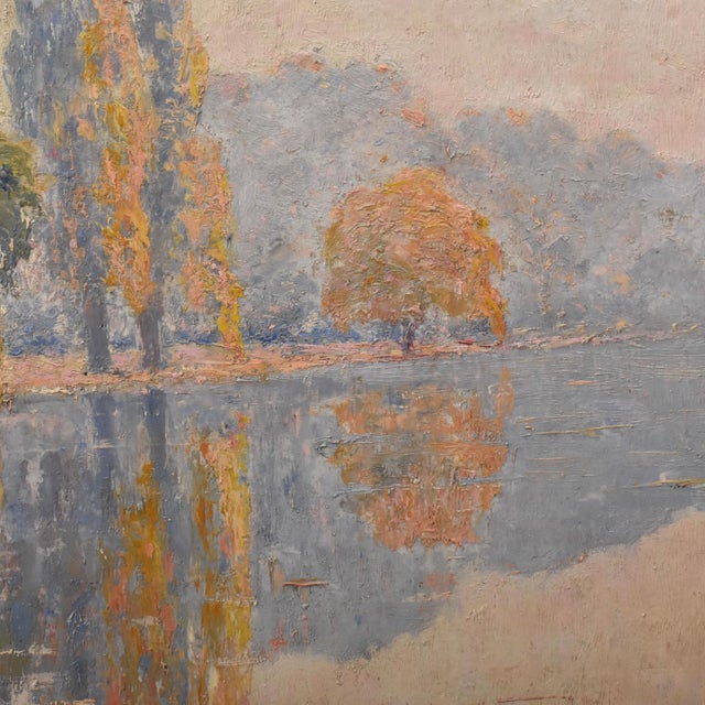 Narcisse Ancelme, Landscape with Lake, Early 20th Century, Oil on Canvas For Sale - Image 6 of 9