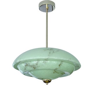 Art Deco Pendant Light in Amber Marble Glass, 1930s For Sale