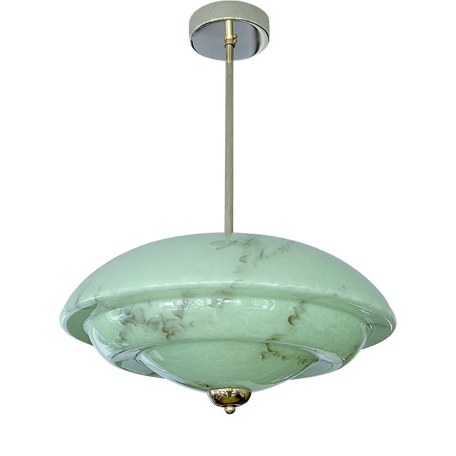 Art Deco Pendant Light in Amber Marble Glass, 1930s For Sale