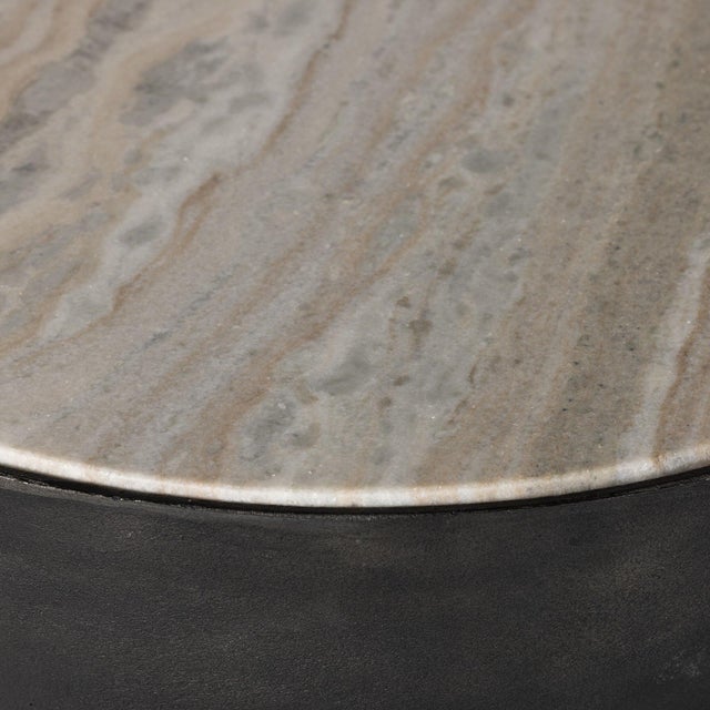 Cream Four Hands Corbett End Table - Creamy Taupe Marble For Sale - Image 8 of 10