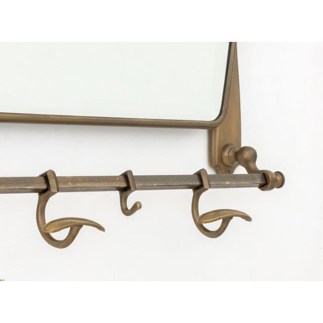Brass Art Deco Style Brass Mirrored Coat Rack For Sale - Image 8 of 8