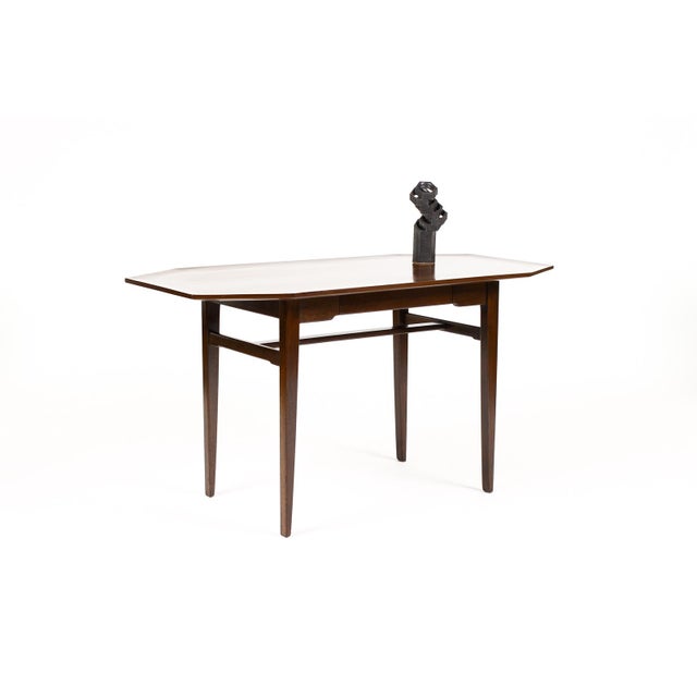 #2094 — Mid Century Vintage Mahogany Writing Desk — Edward Wormley for Dunbar — Octagonal Top Wonderful specimen piece —...