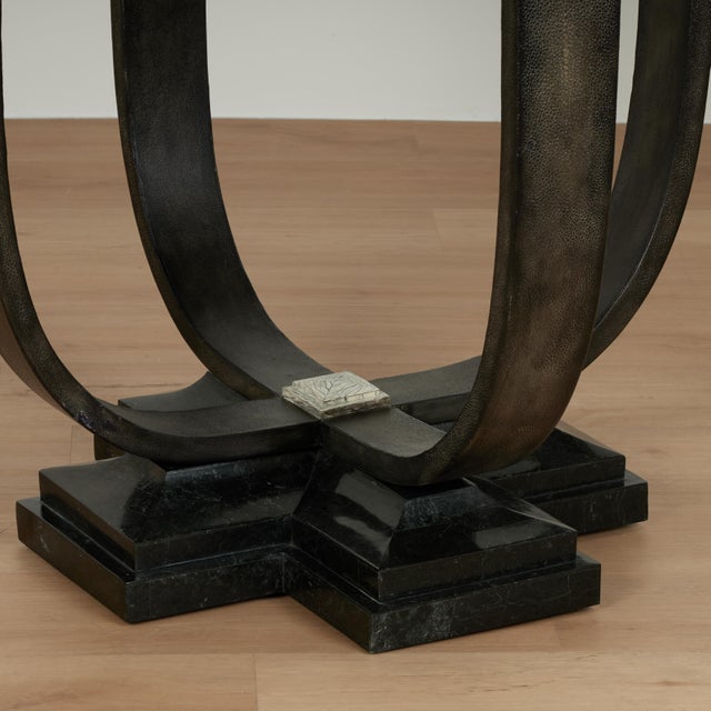 Black Pair of Vintage Art Deco Style Tables in Faux Shagreen by Maitland Smith For Sale - Image 8 of 15