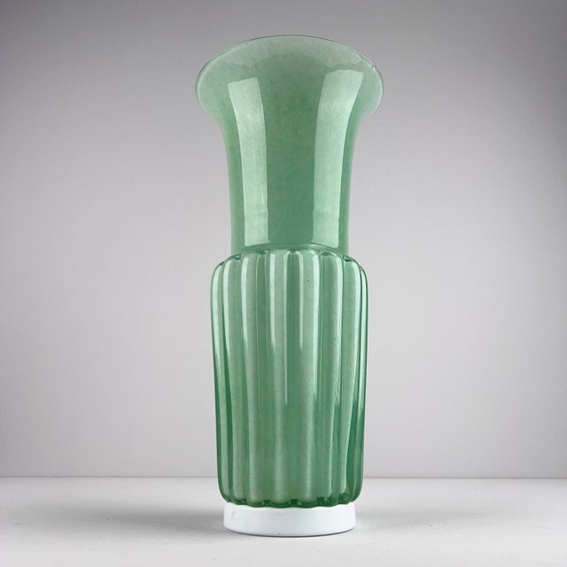 Turquoise Green Ribbed Glass Vase by Barovier & Toso, Italy, 1990s For Sale - Image 8 of 8