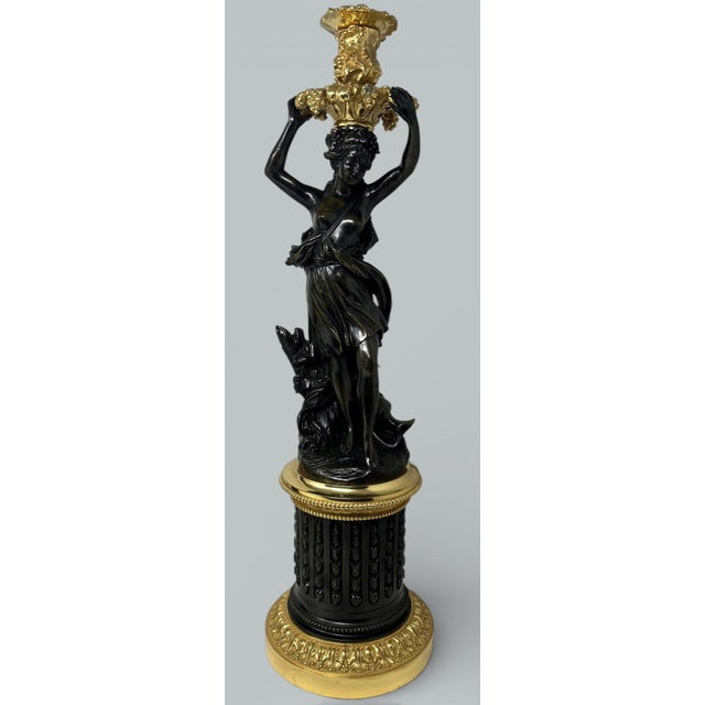 Antique Pair French Bronze Ormolu Candlesticks Albert-Ernest Carrier-Belleuse For Sale - Image 6 of 13
