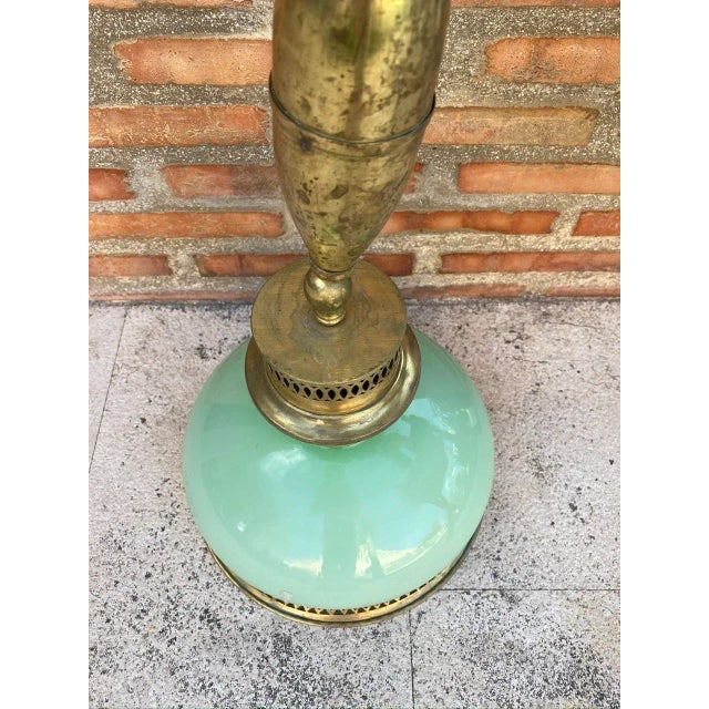 Mid-Century Modern Mid-Century Pulley Pendant Lamp with Opaline Green Crystal and Brass, 1960s For Sale - Image 3 of 10